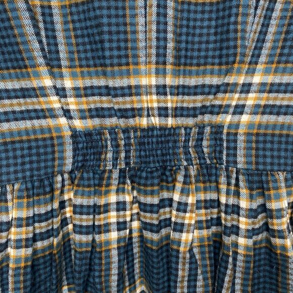 JOANIE Shirt Dress Flannel Plaid Mini V-Neck Short Sleeve Pockets Womens 4 Teal - Picture 8 of 14